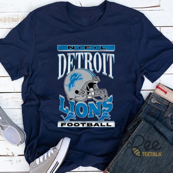 Vintage Nfl Detroit Lions Football Helmet Shirt Reprinted beeteetalk 1