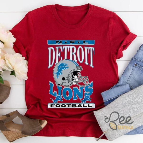 Vintage Nfl Detroit Lions Football Helmet Shirt Reprinted beeteetalk 2