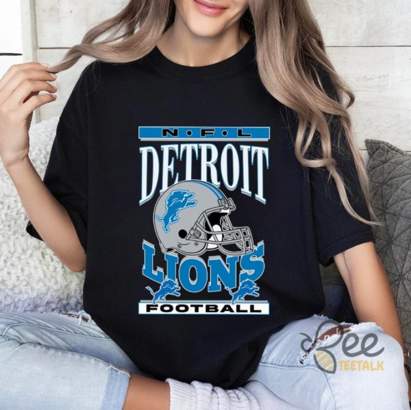 Vintage Nfl Detroit Lions Football Helmet Shirt Reprinted beeteetalk 3