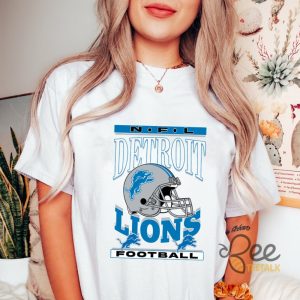 Vintage Nfl Detroit Lions Football Helmet Shirt Reprinted beeteetalk 4