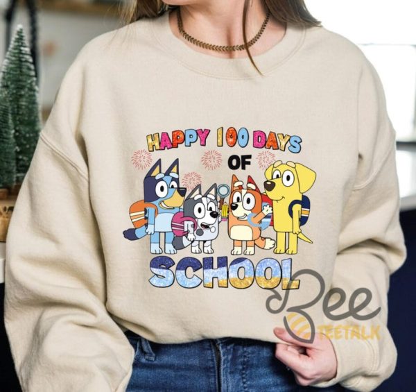 Bluey Happy 100 Days Of School Teacher Shirt beeteetalk 1