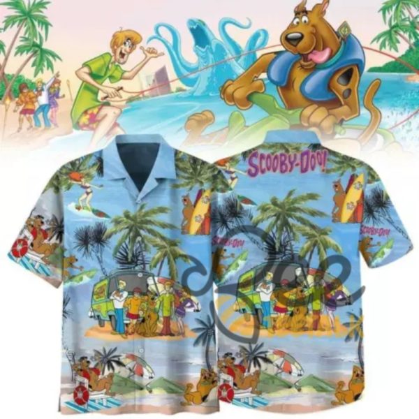 Scooby Doo Summer Time Button Up Hawaiian Shirt beeteetalk 2