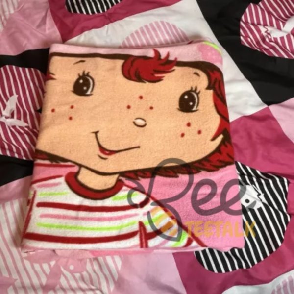 Vintage Strawberry Shortcake 2000S Fleece Blanket Pink Reprinted - | Beeteetalk High-quality Image