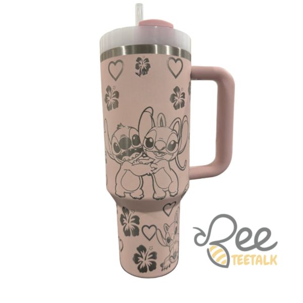 Stitch And Angel Engraved Stainless Steel 40Oz Tumbler - | Beeteetalk High-quality Image
