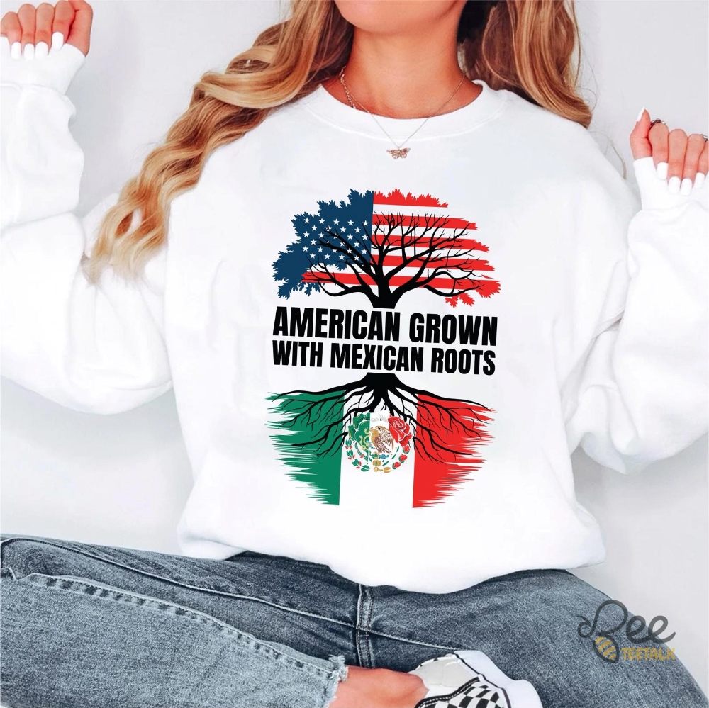 American Grown With Mexican Roots Mexican Flag And Usa Flag Shirt 4 American Grown with Mexican Roots Mexican Flag and USA Flag Shirt