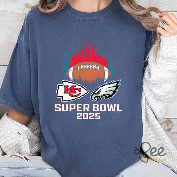 Super Bowl 2025 Eagles Vs Chiefs Shirt Football Superbowl Tee - | Beeteetalk High-quality Image