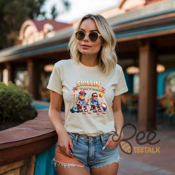 Chillin At The Gulf Of America Shirt Funny Donald Trump And Elon Musk Shirt - | Beeteetalk High-quality Image