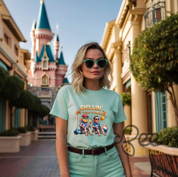 Chillin At The Gulf Of America Shirt Funny Donald Trump And Elon Musk Shirt - | Beeteetalk High-quality Image