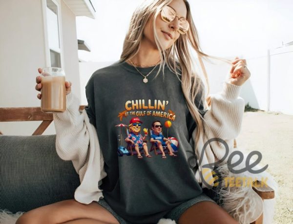 Chillin At The Gulf Of America Shirt Funny Donald Trump And Elon Musk Shirt - | Beeteetalk High-quality Image