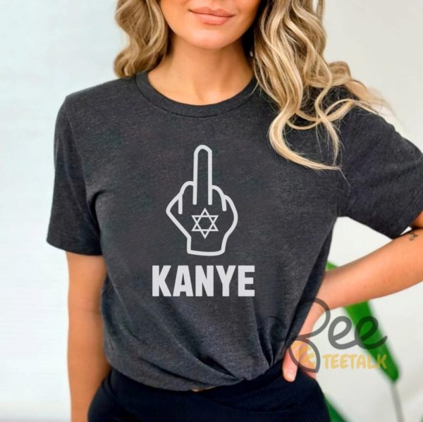 Fuck Kanye West Shirt Middle Finger Anti Nazi Tee - | Beeteetalk High-quality Image