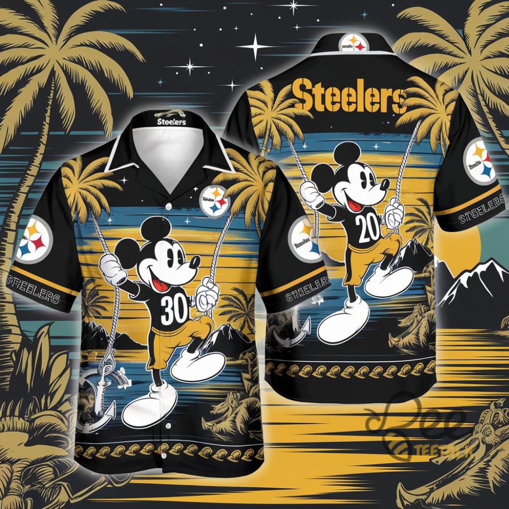 Pittsburgh Steelers Mickey Mouse And Starry Night Hawaiian Shirt 2 Pittsburgh Steelers Mickey Mouse And Starry Night Hawaiian Shirt