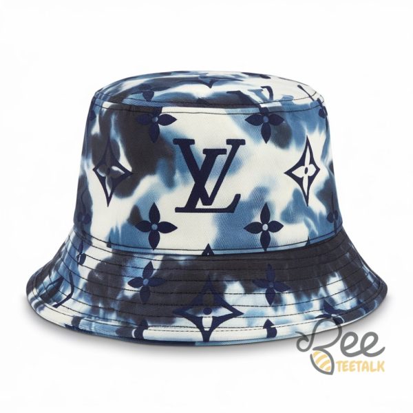 Lv Watercolor White And Blue Monogram Bucket Hat Replica - | Beeteetalk High-quality Image
