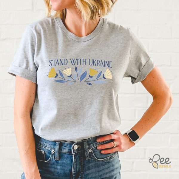 Floral I Stand With Ukraine Shirt - | Beeteetalk High-quality Image