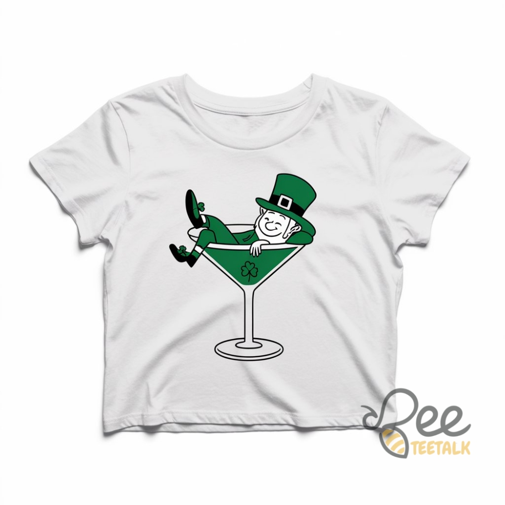 Martini Leprechaun St Patricks Day Baby Tee For Women 3 Martini Leprechaun St Patricks Day Baby Tee for Women