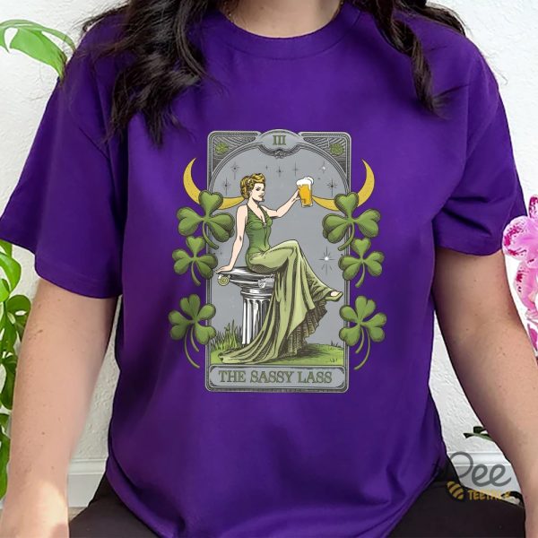 The Sassy Lass Tarot Card Funny Saint Patrick Day Shirt - | Beeteetalk High-quality Image