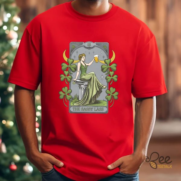 The Sassy Lass Tarot Card Funny Saint Patrick Day Shirt - | Beeteetalk High-quality Image