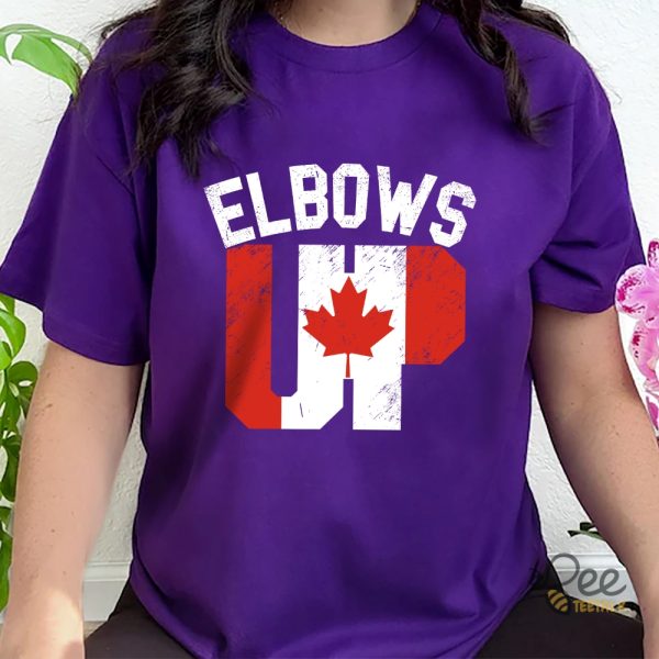 Elbows Up Canada Shirt True North Strong And Free Proud Canadian Hockey Tee - | Beeteetalk High-quality Image