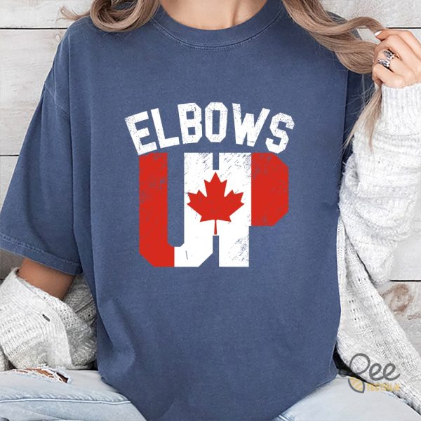 Elbows Up Canada Shirt True North Strong And Free Proud Canadian Hockey Tee - | Beeteetalk High-quality Image