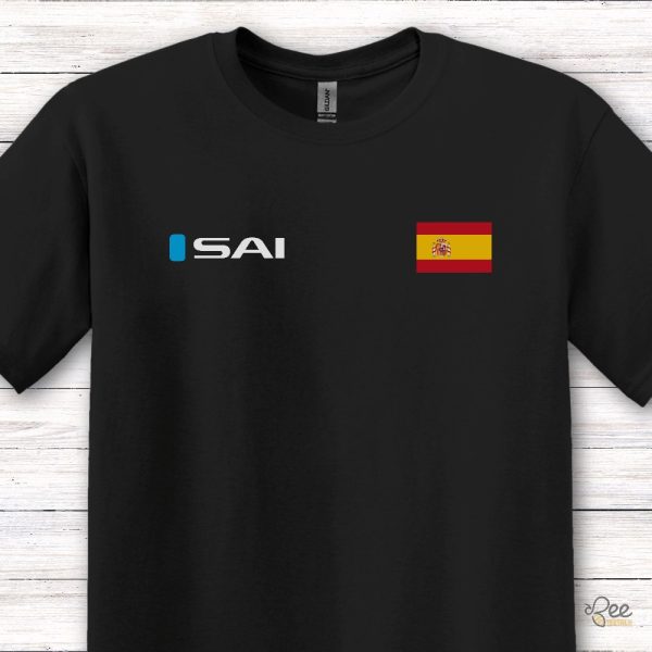 Carlos sainz signature f1 racing shirt with spanish flag and number 55