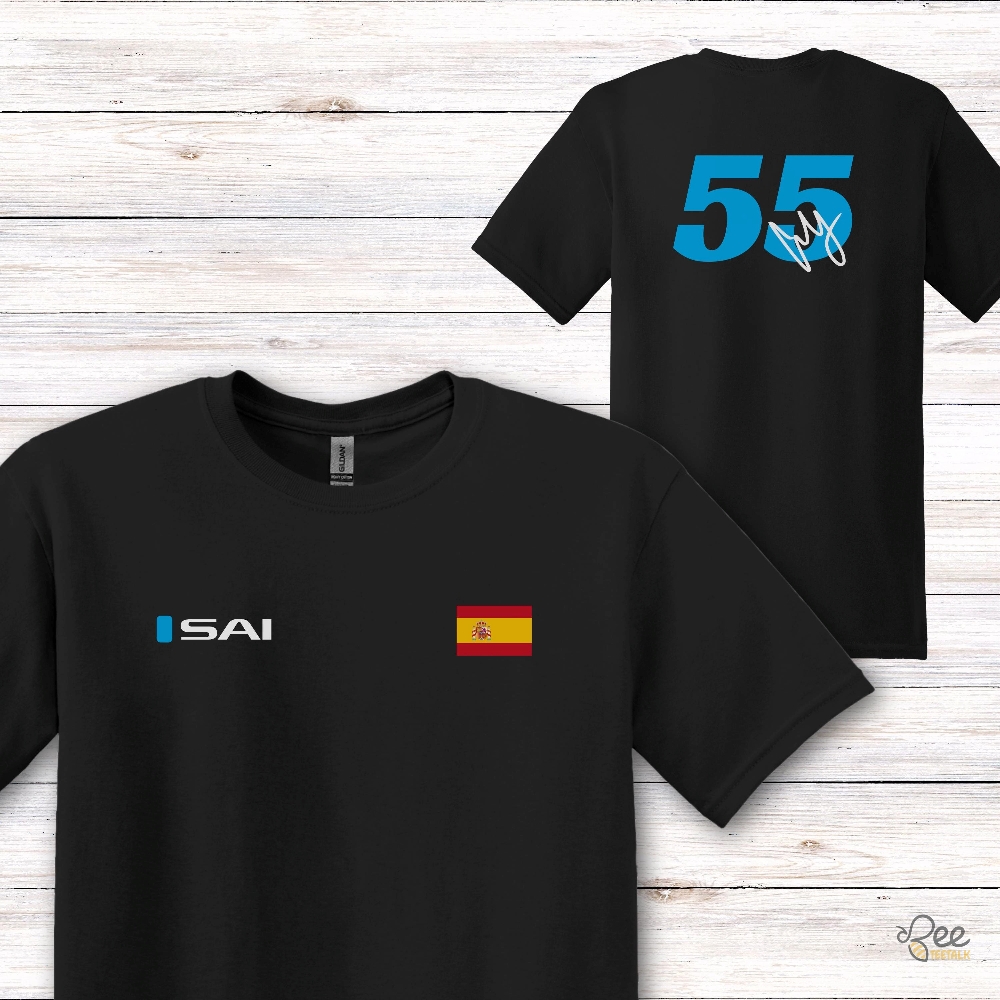 Carlos Sainz Signature F1 Racing Shirt With Spanish Flag And Number 55 15 Carlos Sainz Signature F1 Racing Shirt with Spanish Flag and Number 55