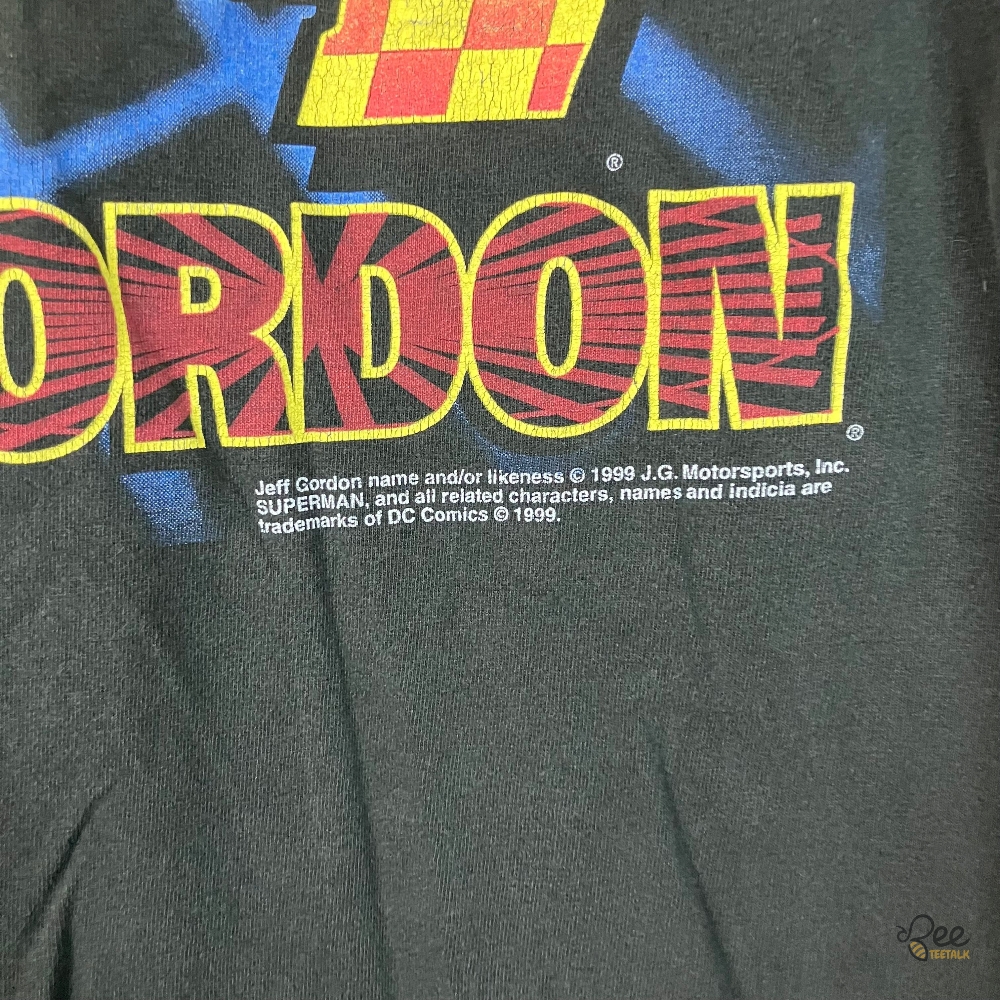 Jeff Gordon 1999 Nascar Superman Dc Shirt Vintage Racing Tee 7 Jeff Gordon 1999 NASCAR Superman DC Shirt Vintage Racing Tee