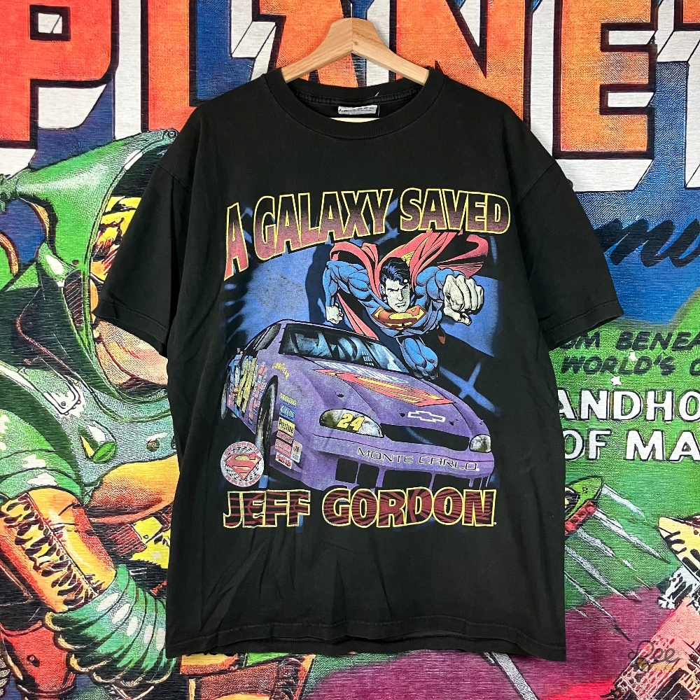 Jeff Gordon 1999 Nascar Superman Dc Shirt Vintage Racing Tee 8 Jeff Gordon 1999 NASCAR Superman DC Shirt Vintage Racing Tee