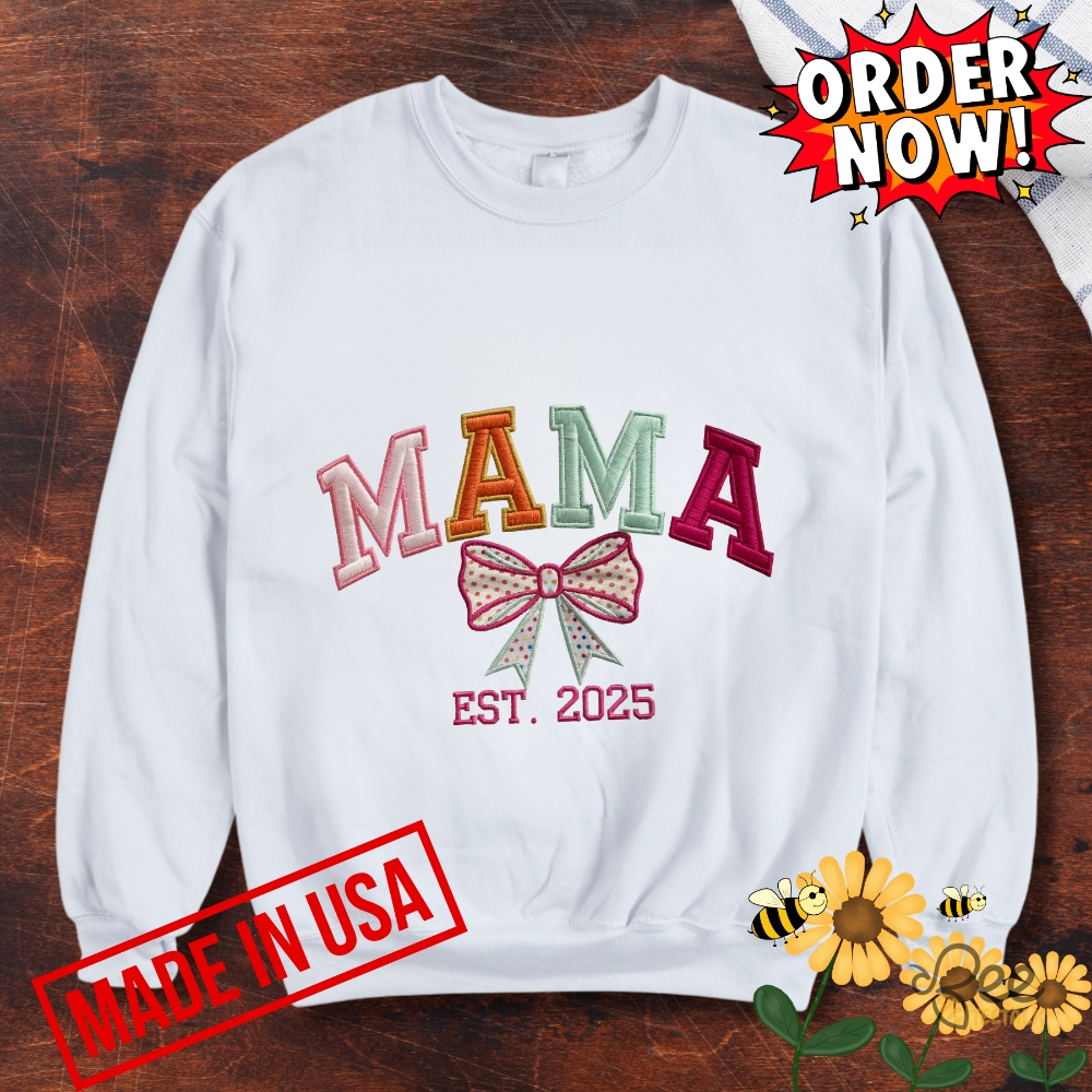 Corquette Mama Est 2025 Embroidered Shirt Custom Mothers Day Tee Gift 10 Corquette Mama EST 2025 Embroidered Shirt Custom Mothers Day Tee Gift