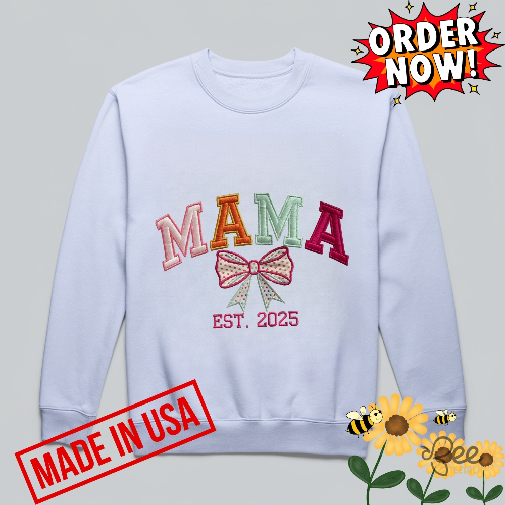 Corquette Mama Est 2025 Embroidered Shirt Custom Mothers Day Tee Gift 11 Corquette Mama EST 2025 Embroidered Shirt Custom Mothers Day Tee Gift