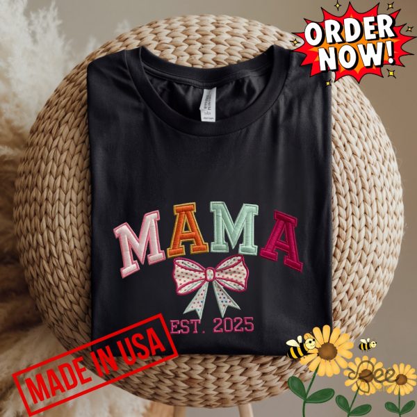 Corquette mama est 2025 embroidered shirt custom mothers day tee gift