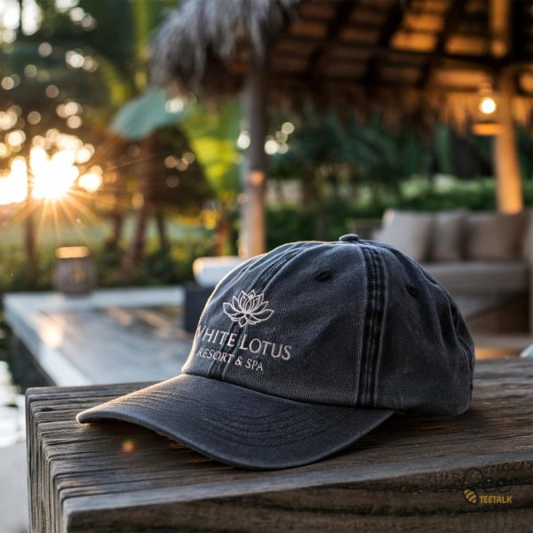 The white lotus resort and spa funny embroidered vintage dad hat