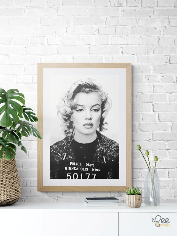 Marilyn monroe mugshot black and white wall art framed poster