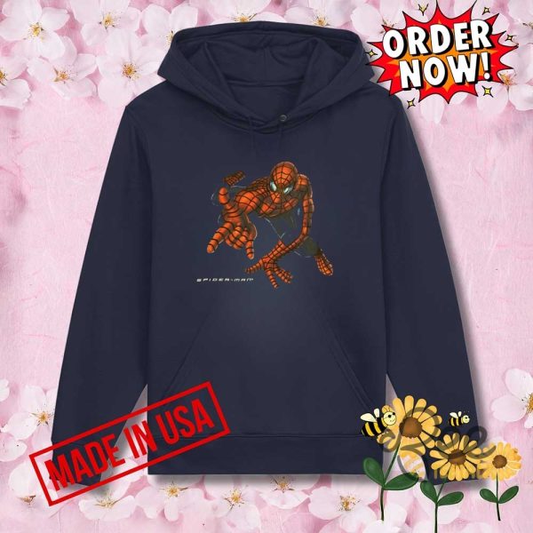 Spider man web slinging superhero shirt