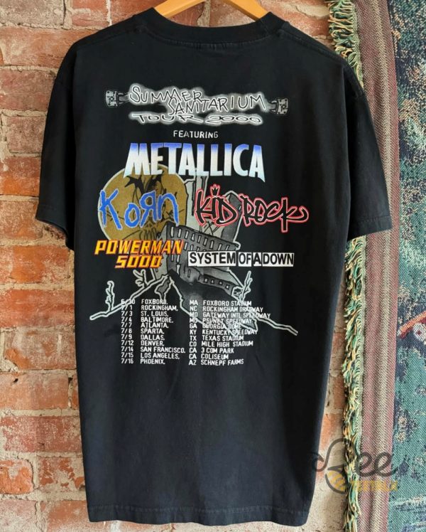 Reprinted metallica korn kid rock summer sanitarium tour 2000 shirt