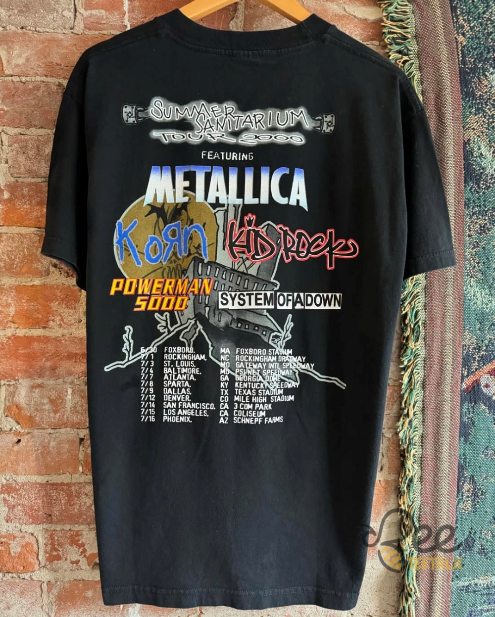 Reprinted Metallica Korn Kid Rock Summer Sanitarium Tour 2000 Shirt 9 Reprinted Metallica Korn Kid Rock Summer Sanitarium Tour 2000 Shirt