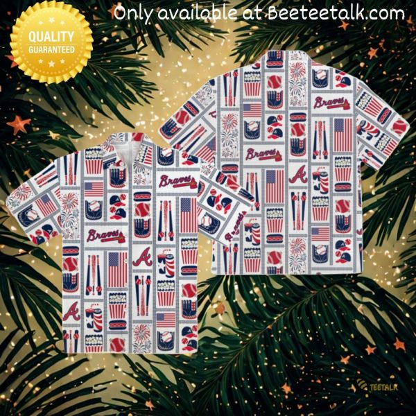 Atlanta braves white reyn spooner americana hawaiian shirt replica