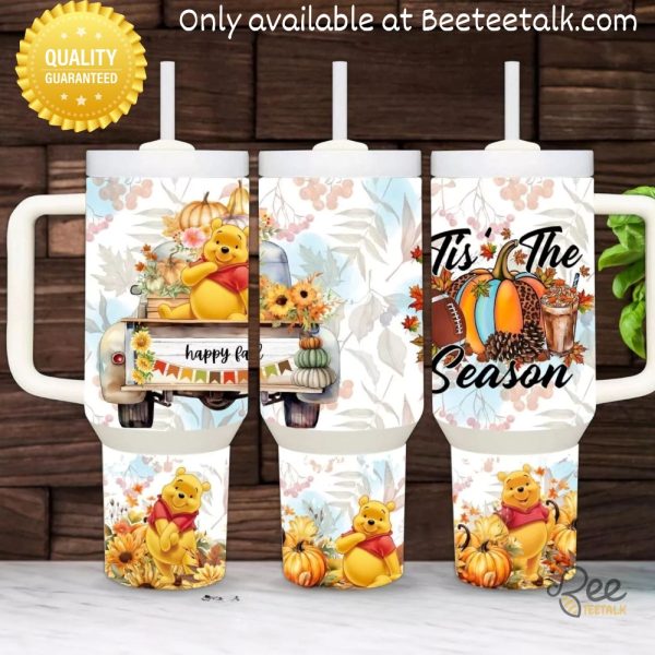 40oz tis the season winnie the pooh stanley tumbler dupe with straw