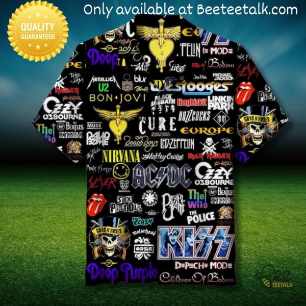 Classic rock band collage hawaiian shirt