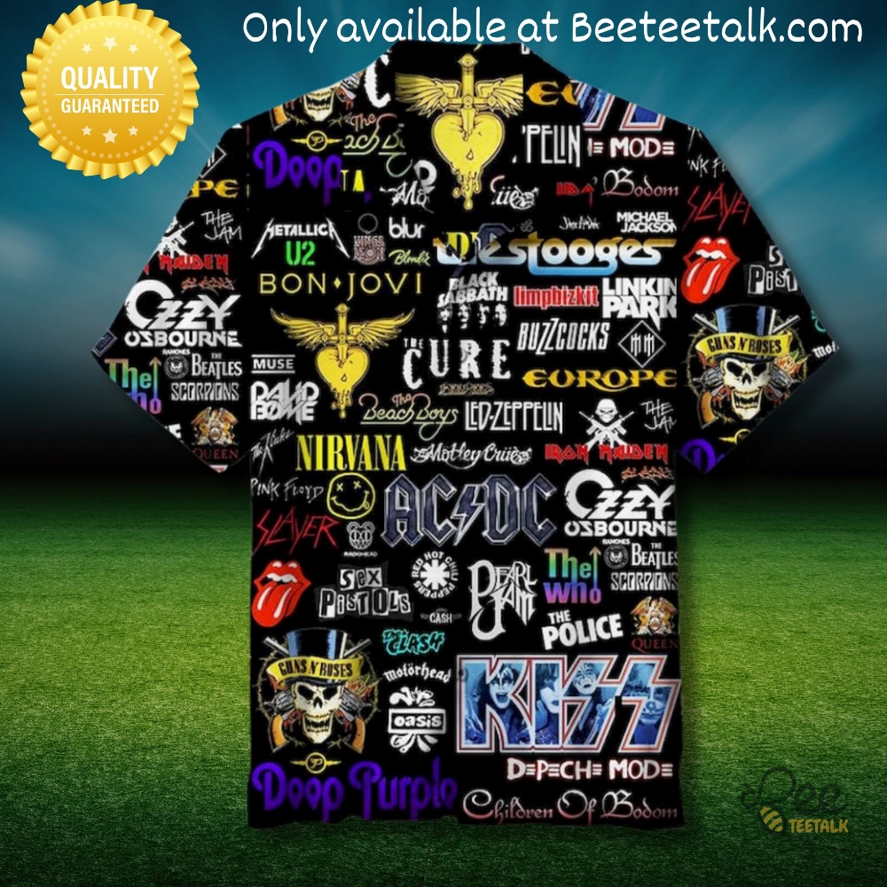 Classic Rock Band Collage Hawaiian Shirt 2 Classic Rock Band Collage Hawaiian Shirt