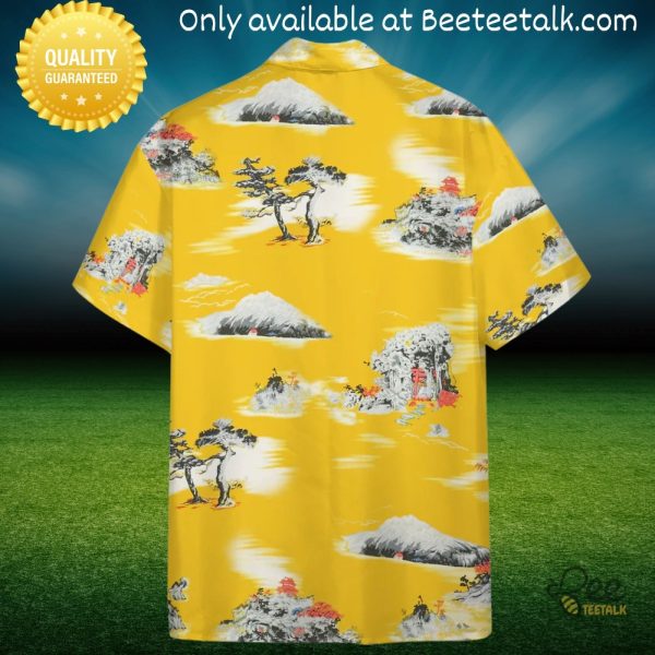 Brad pitt yellow once upon a time in hollywood hawaiian shirt