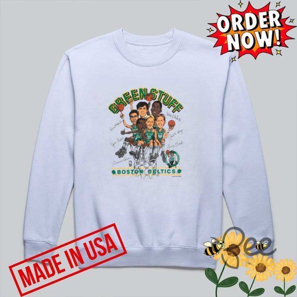 Vintage 80s nba boston celtics green stuff larry bird shirt