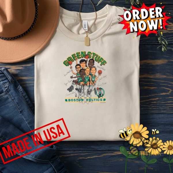 Vintage 80s nba boston celtics green stuff larry bird shirt