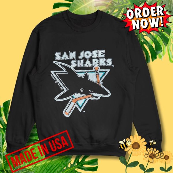 Vintage 90s san jose sharks embroidered hooded sweatshirt t shirt nhl