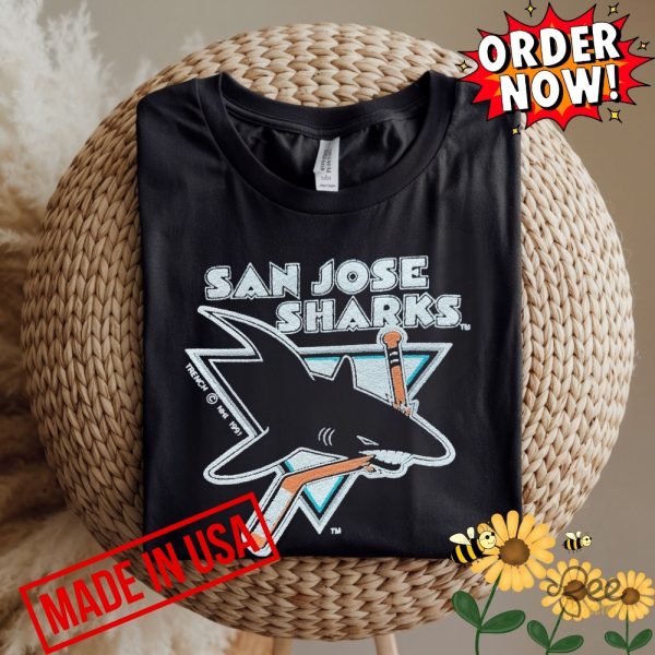 Vintage 90s san jose sharks embroidered hooded sweatshirt t shirt nhl