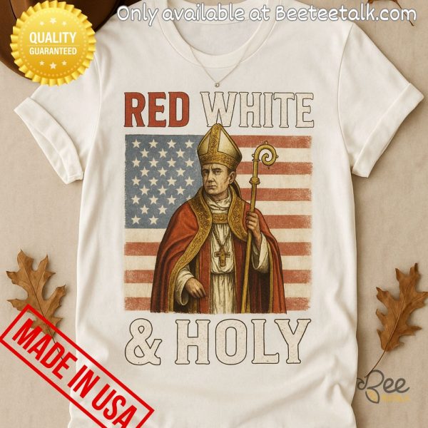 Red white and holly pope leo xiv shirt