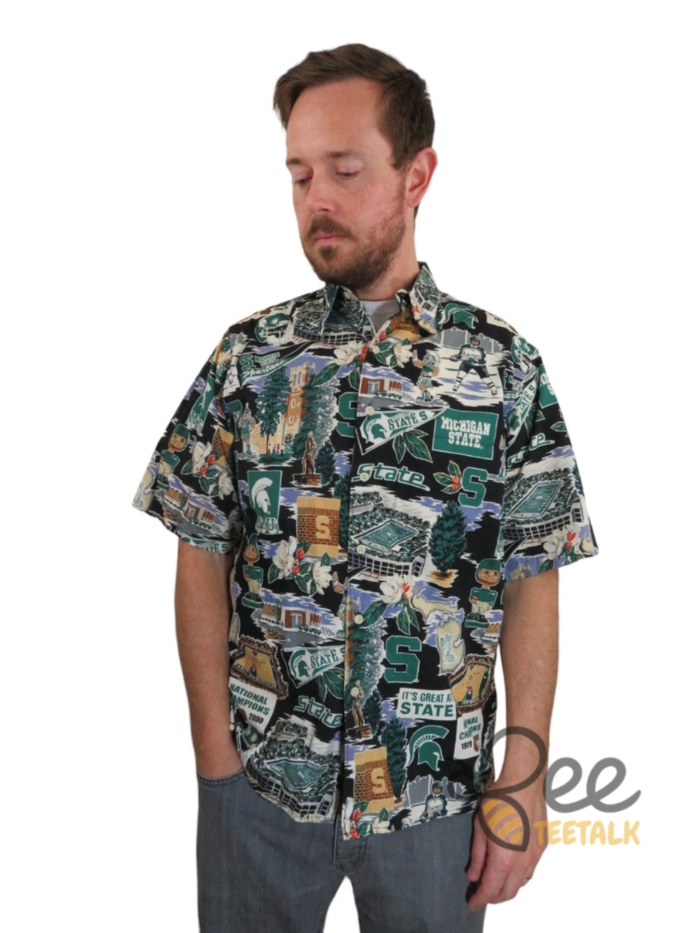 New Spartans Michigan State Msu National Champs Hawaiian Shirt Reprinted 3 NEW Spartans Michigan State MSU National Champs Hawaiian Shirt reprinted
