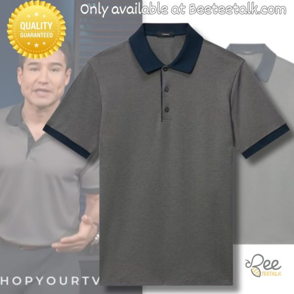Mario lopez gray geo aop polo shirt in access hollywood