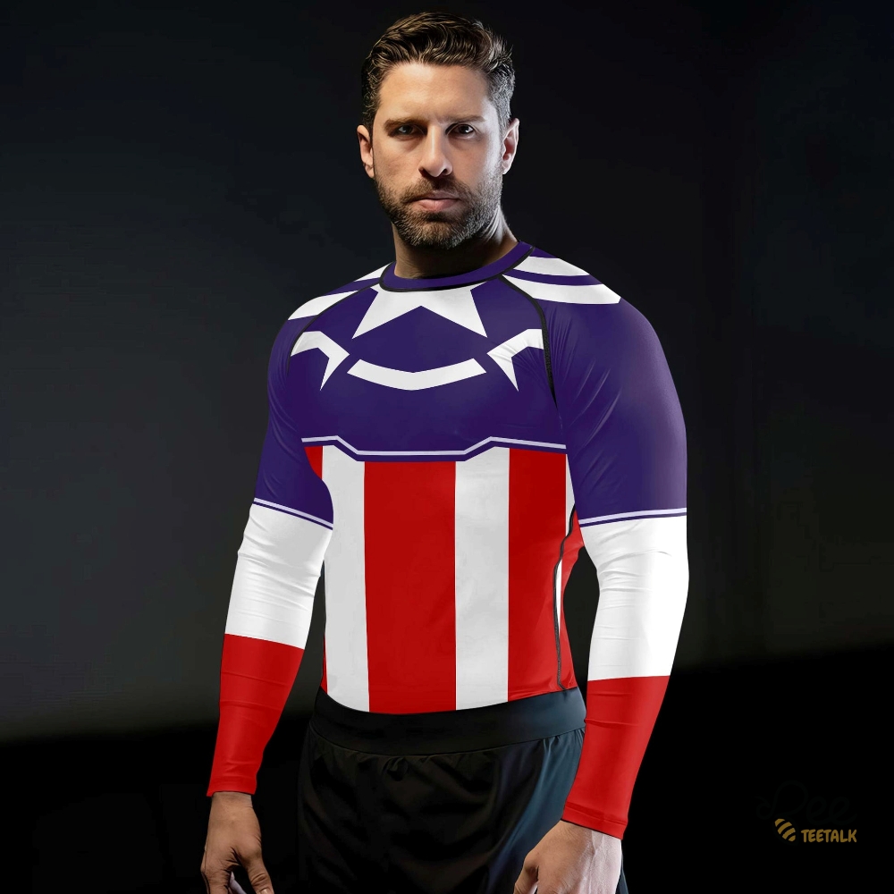 Sam Wilson Rash Guard Captain America Compression Shirt 11 Sam Wilson Rash Guard Captain America Compression Shirt