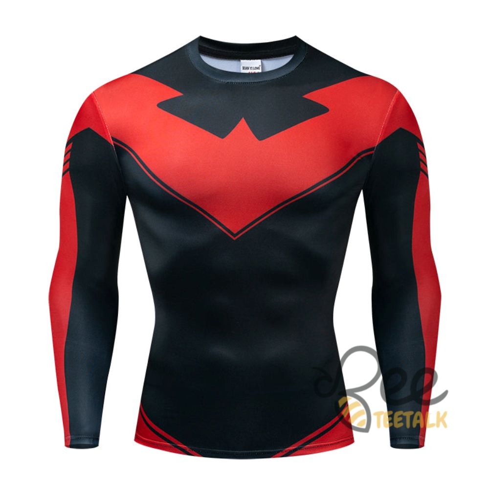Red Grayson Nightwing Long Sleeve Compression Shirt 7 RED GRAYSON NightWing LONG SLEEVE COMPRESSION SHIRT