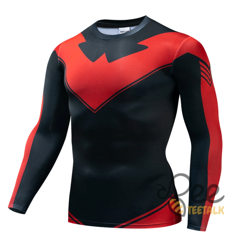 Red Grayson Nightwing Long Sleeve Compression Shirt 8 RED GRAYSON NightWing LONG SLEEVE COMPRESSION SHIRT