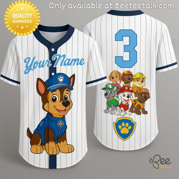 Personalized paw patrol baseball jersey shirt birthday gifts